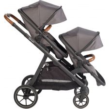Carrinho De Gémeos conversível, Capas De Chuva, Adaptadores E Saco Muda Fraldas babyGO Duo Grey/Brown Grip