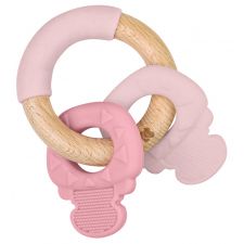 Mordedor de silicone e madeira Kikka Boo Keys Rosa