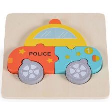 Puzzle carro policia em madeira 6 peças Moni